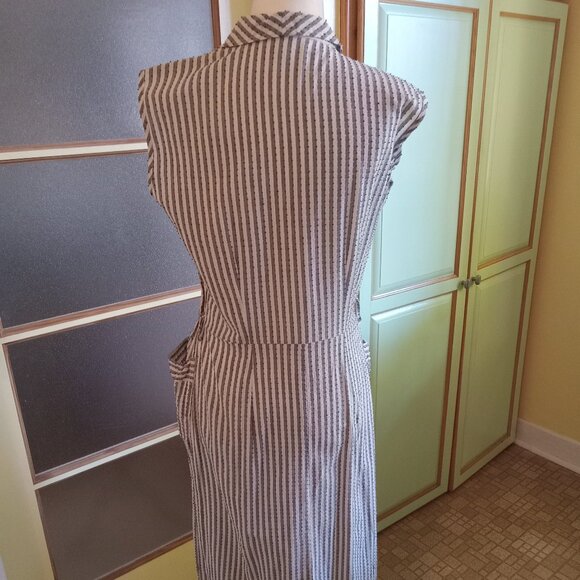 Vintage stripe dress 1950s rockabilly white and grey - Picture 2 of 6